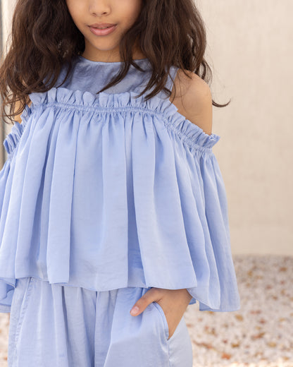 Blue Cold Shoulder -Top