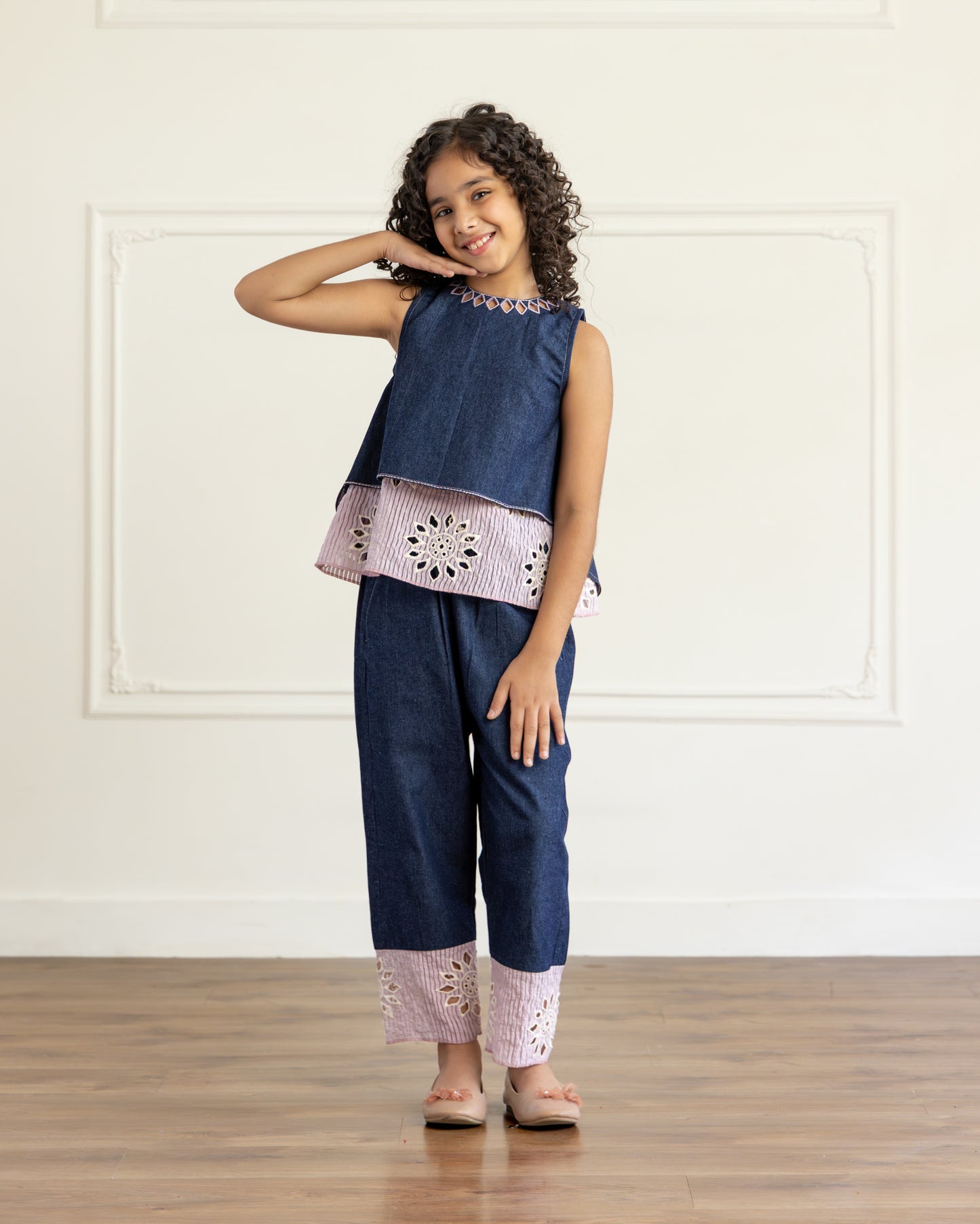 Denim Embroidered-Top
