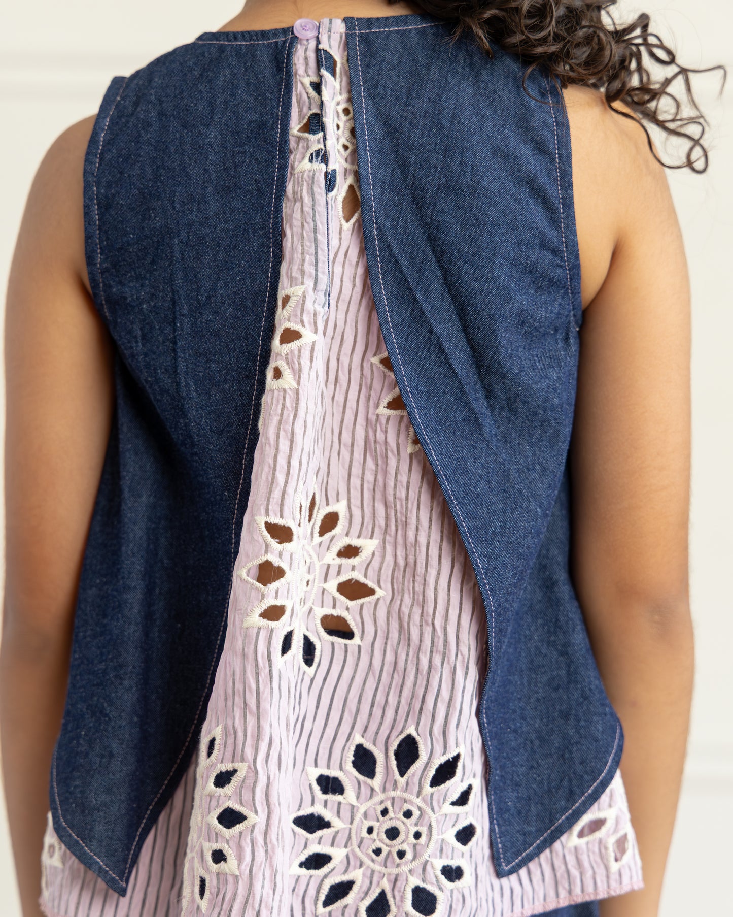 Denim Embroidered-Top