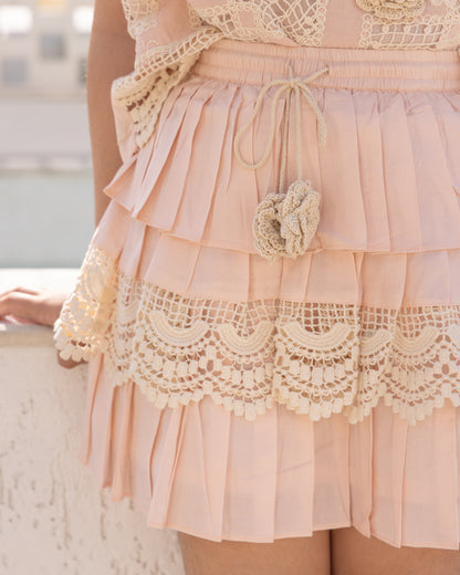 Peach Cotton Ruffled Skirt