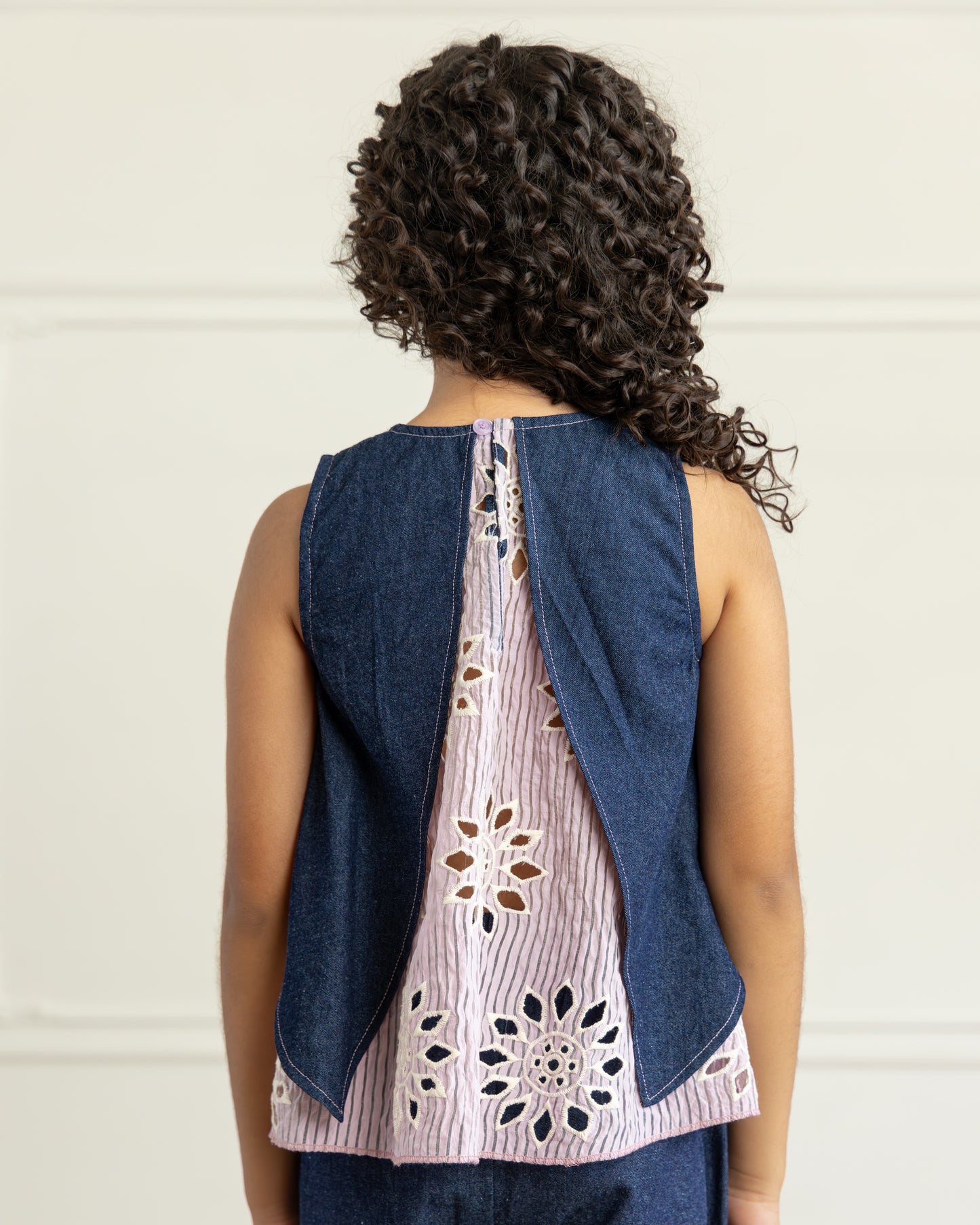Denim Embroidered-Top