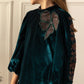 Embroidered Velvet Dress- Emrald Green