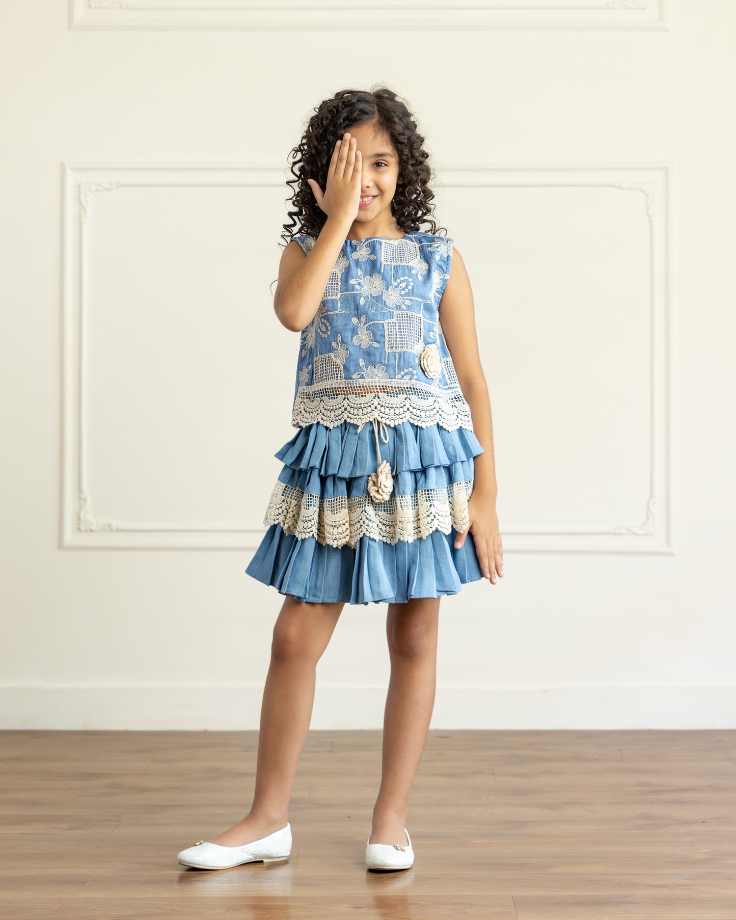 Tencel Denim Ruffled-Skirt