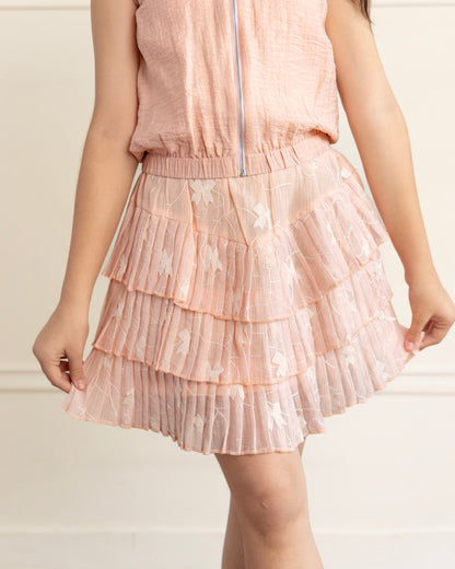 Peach Bow Ruffled Skirt- Teen