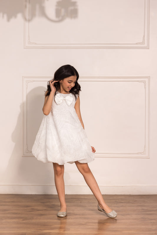 White Organza Balloon Dress