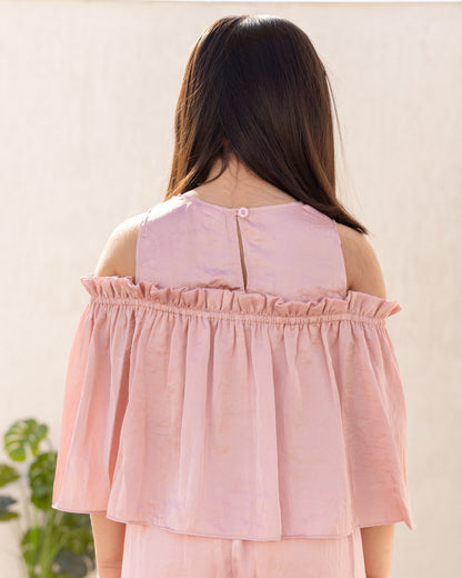 Peach Cold Shoulder-Top