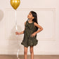 Metallic Geen Organza Balloon Dress