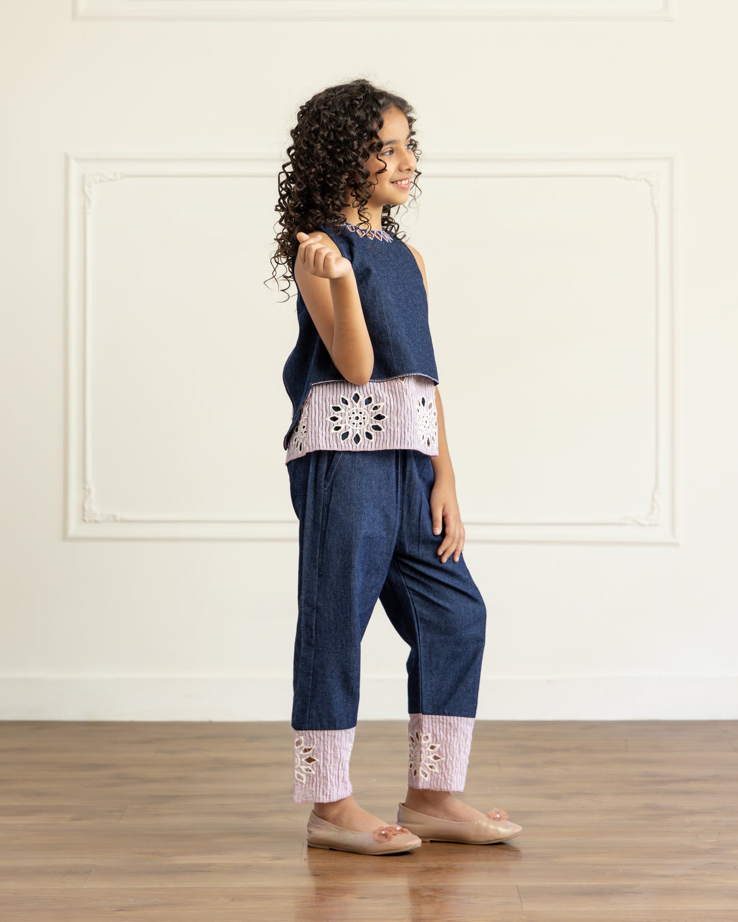 Denim Embroidered-Top