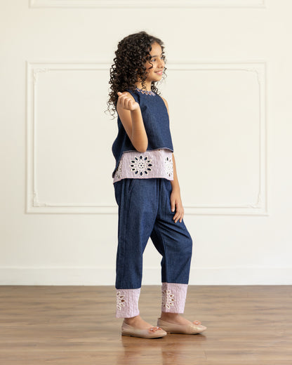 Denim Embroidered-Top