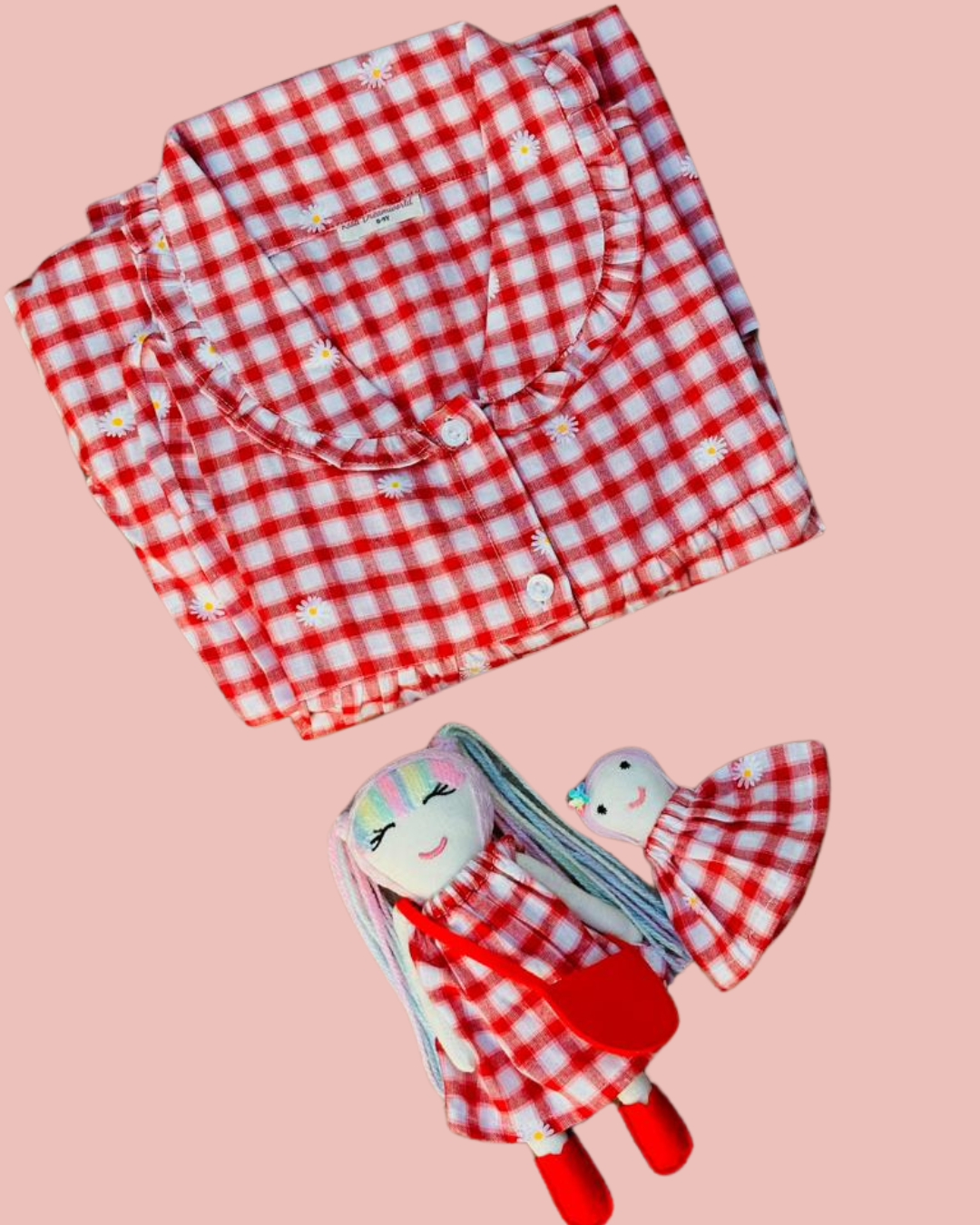 Daisy Red Gingham Set