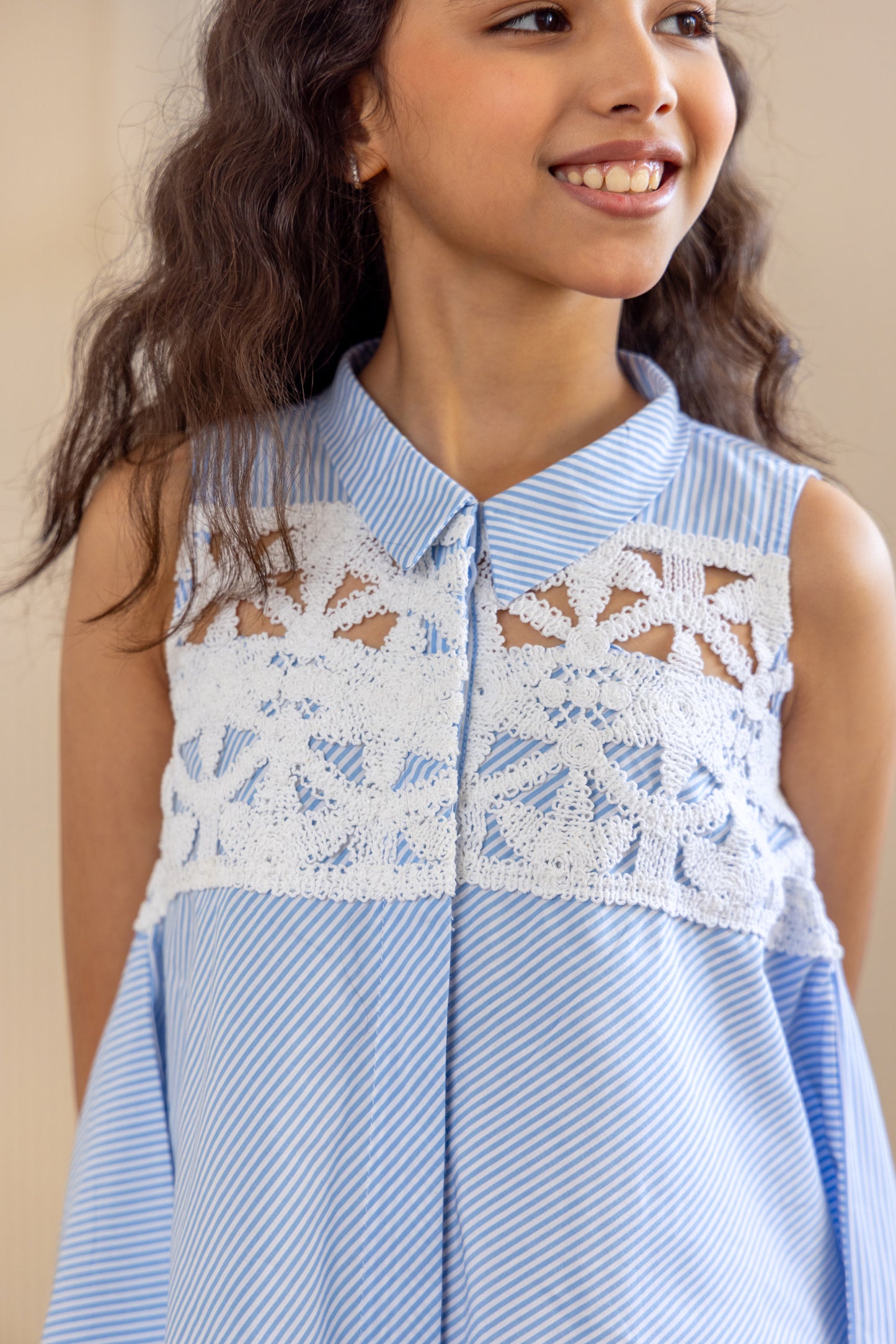 Crochet Lace Blue Dress