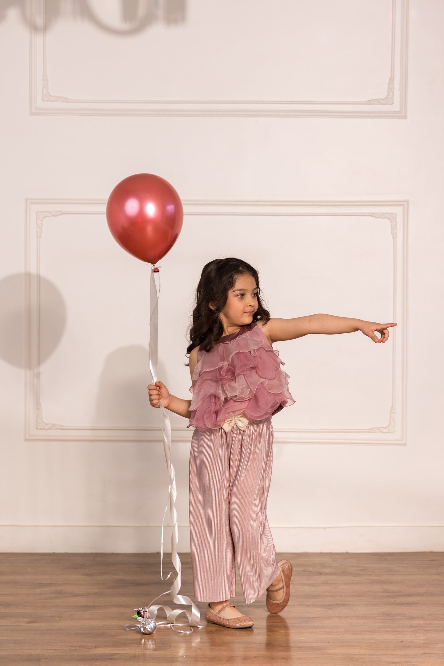 Pink Organza Ruffled Top