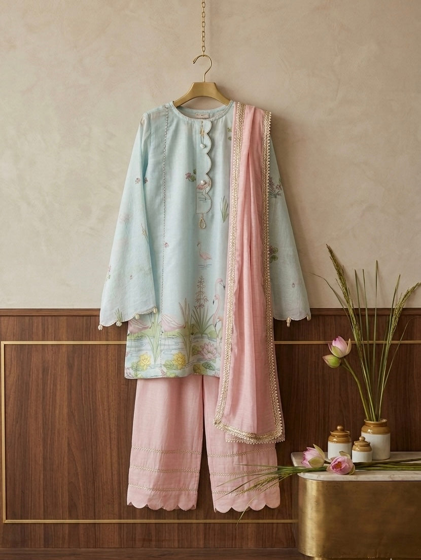 Pastel Blue Farshi Salwar Set