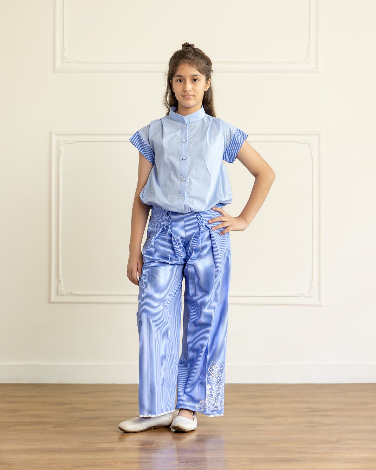 Sky Blue Chic Shirt & Trouser Set