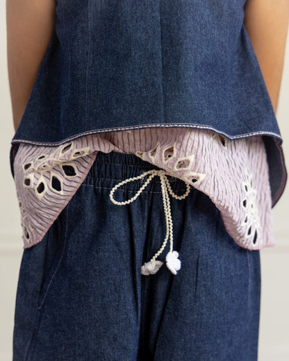 Denim Cutwork Trouser
