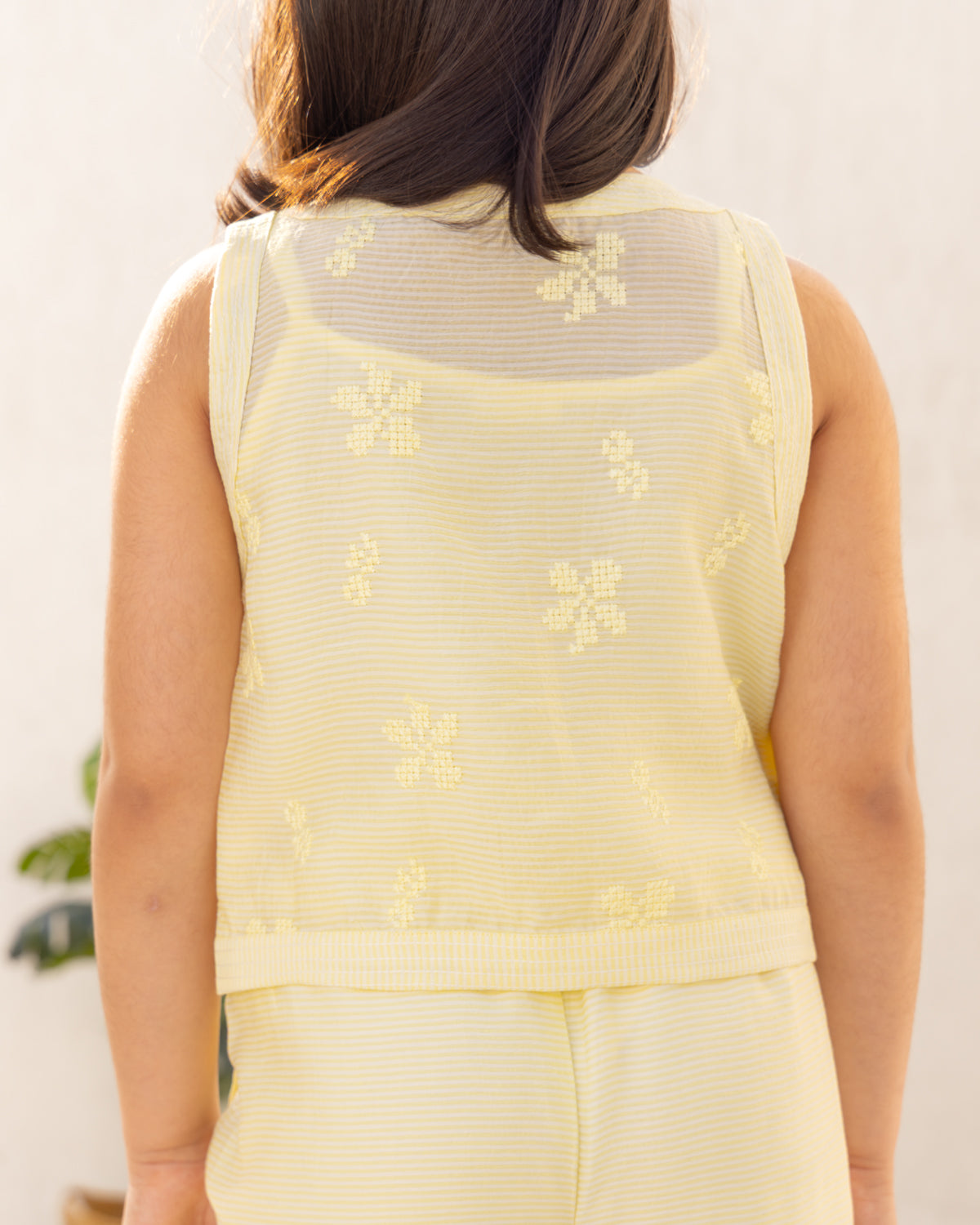 Butter Yellow Tatami Embroidery-Top