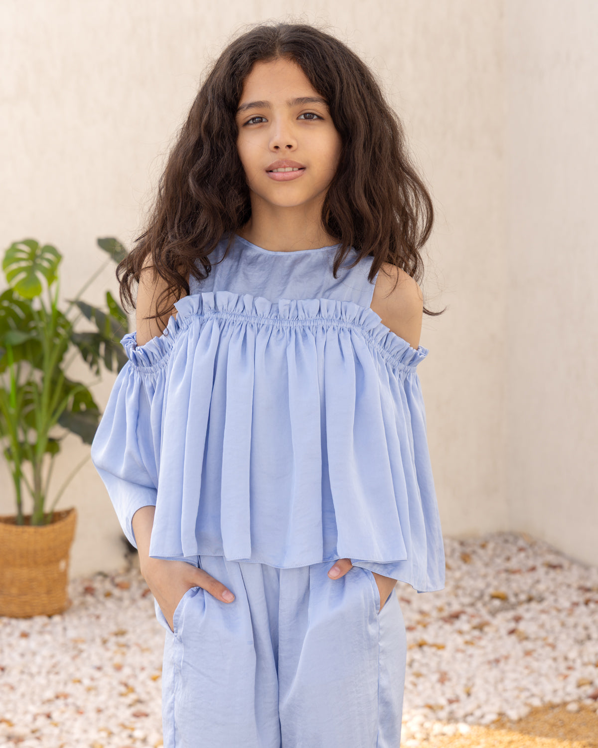 Blue Cold Shoulder -Top