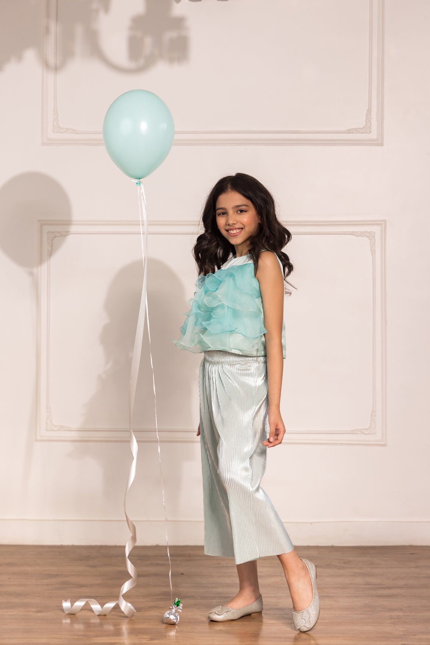 Organza Ruffled Top (Sea Blue)