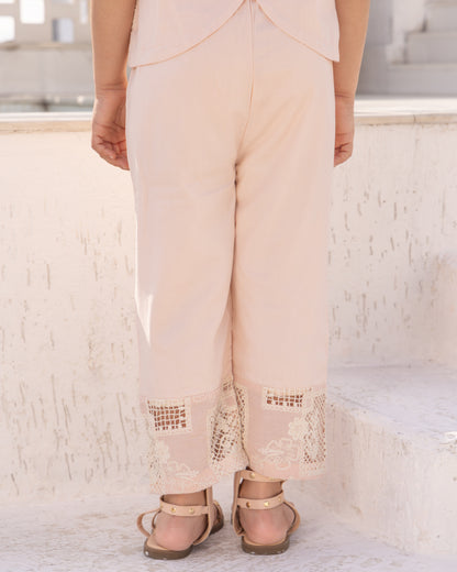 Peach Crochet-Trouser