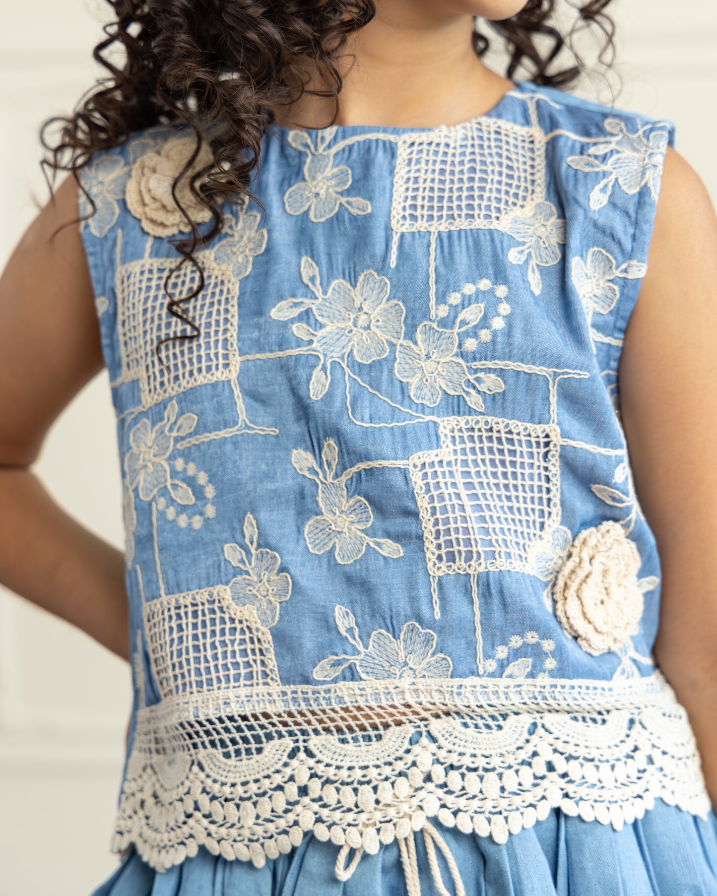 Tencel Denim Crochet- Top