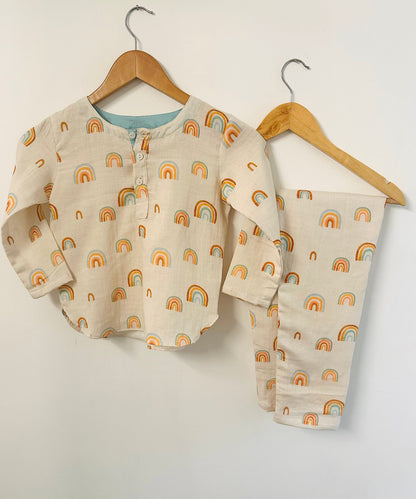 Boho Rainbow Loungewear Set For Boy With a Matching Dino RISA DREAMWORLD