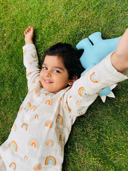 Boho Rainbow Loungewear Set For Boy With a Matching Dino RISA DREAMWORLD