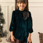 Embroidered Velvet Dress- Emrald Green