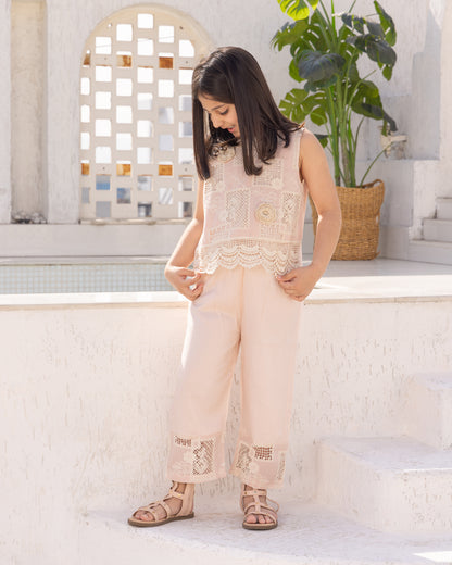 Peach Crochet-Trouser
