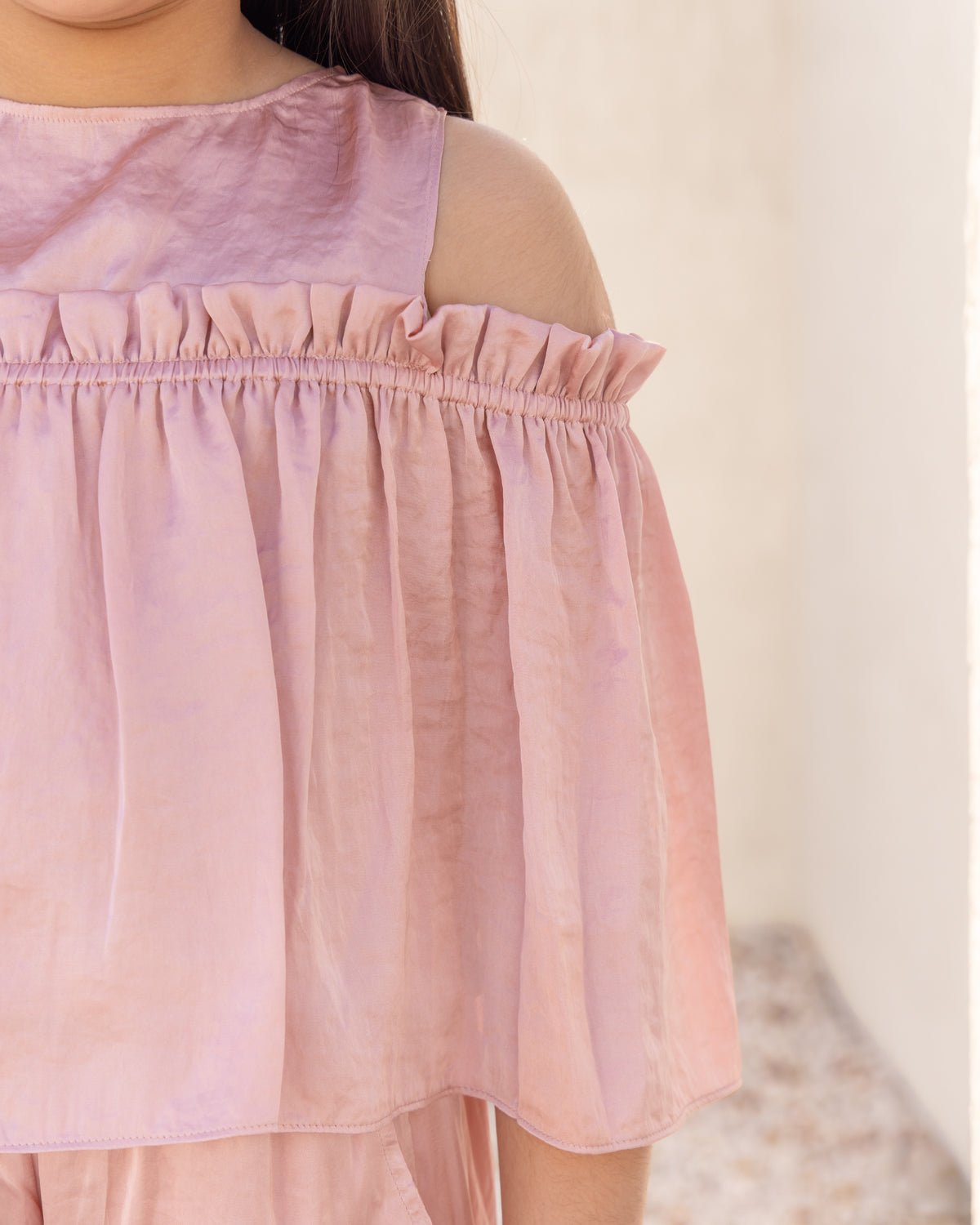 Peach Cold Shoulder-Top
