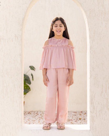 Peach Cold Shoulder-Top