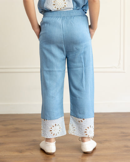 Light Blue Denim Cutwork Trouser