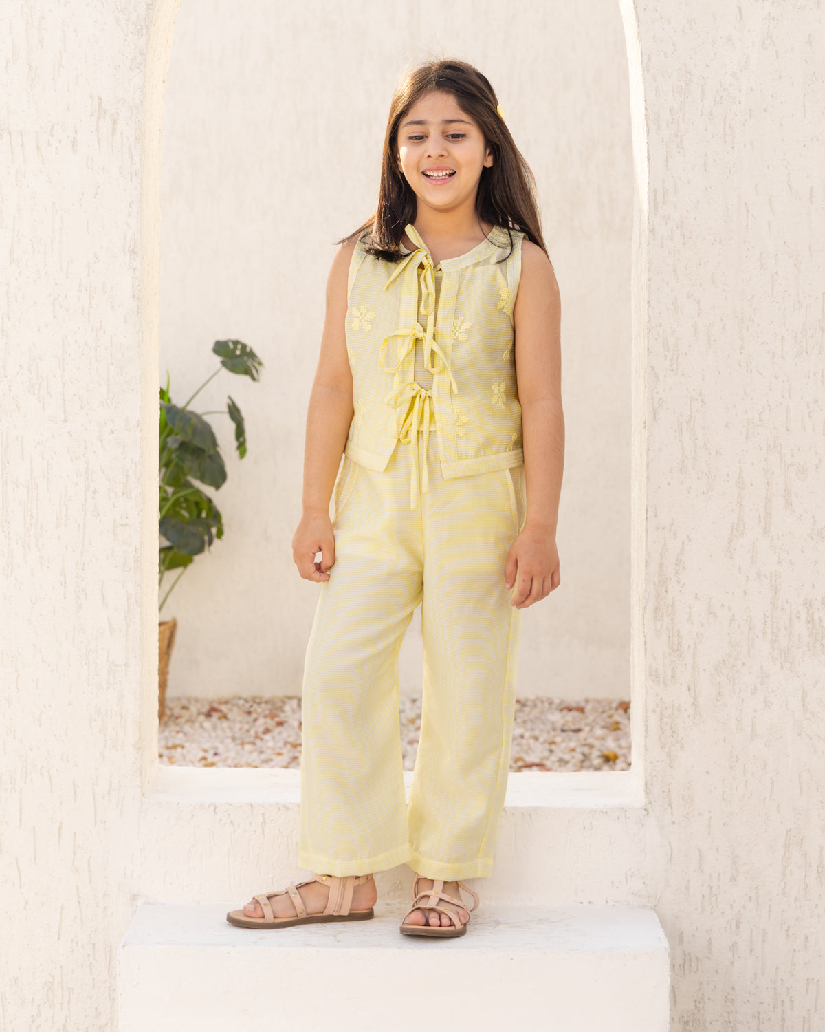 Butter Yellow Tatami Embroidery-Top