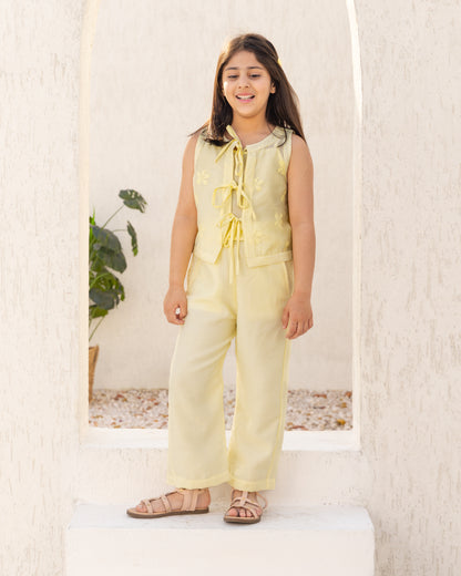 Butter Yellow Tatami Embroidery-Top