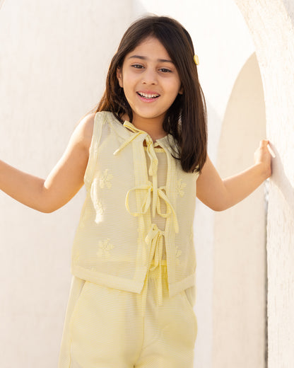 Butter Yellow Tatami Embroidery-Top