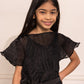 Pleated Organza Top With Belt