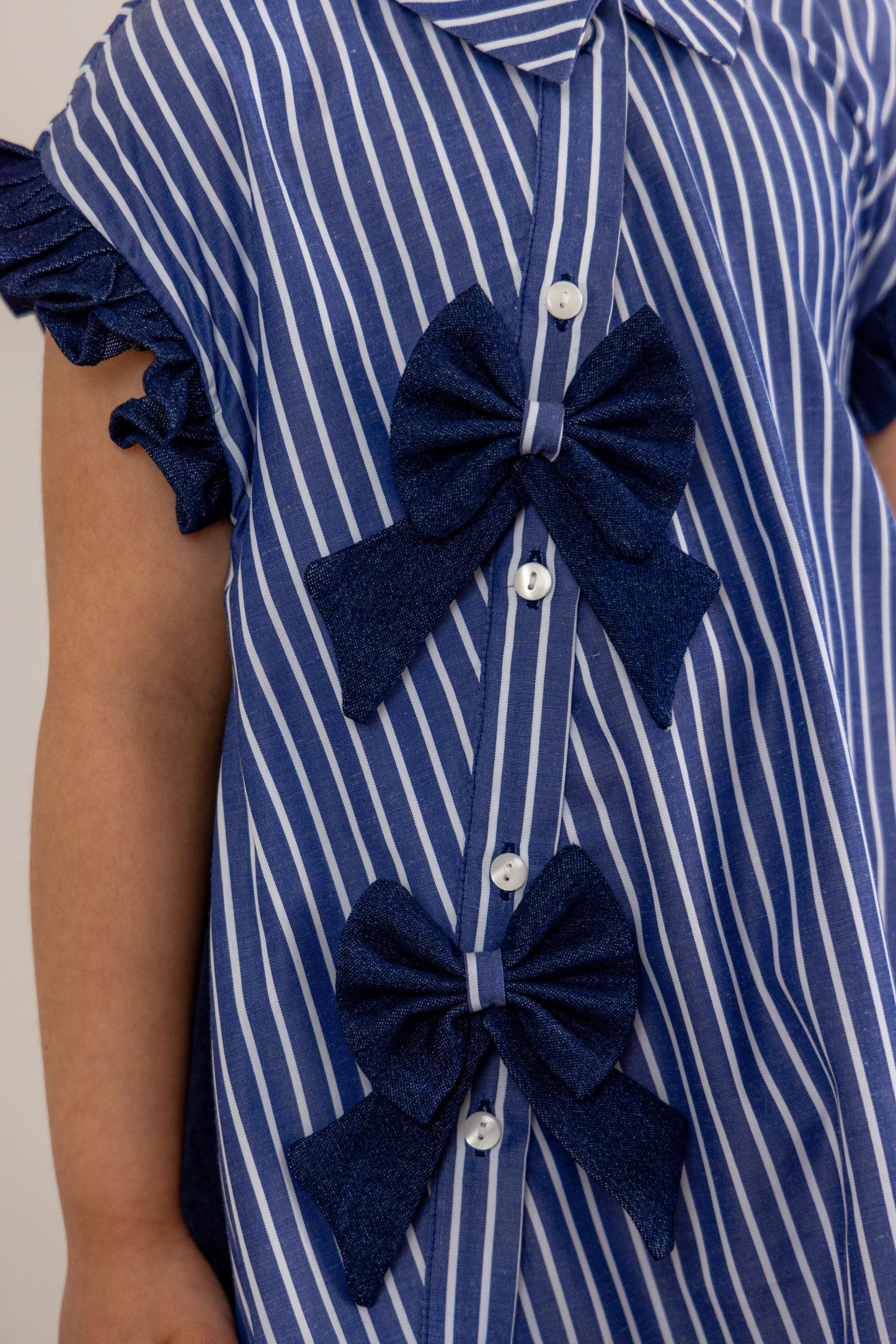 Contrasting Denim Bow Dress