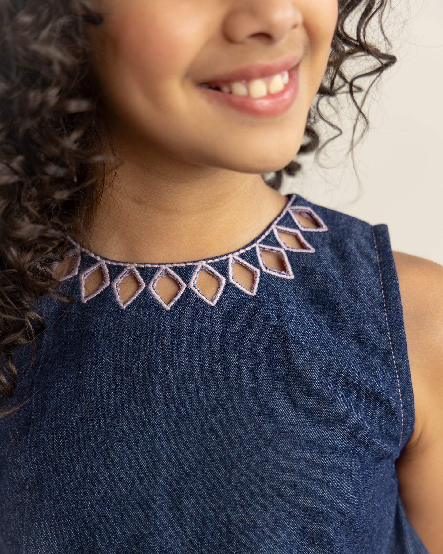 Denim Embroidered-Top