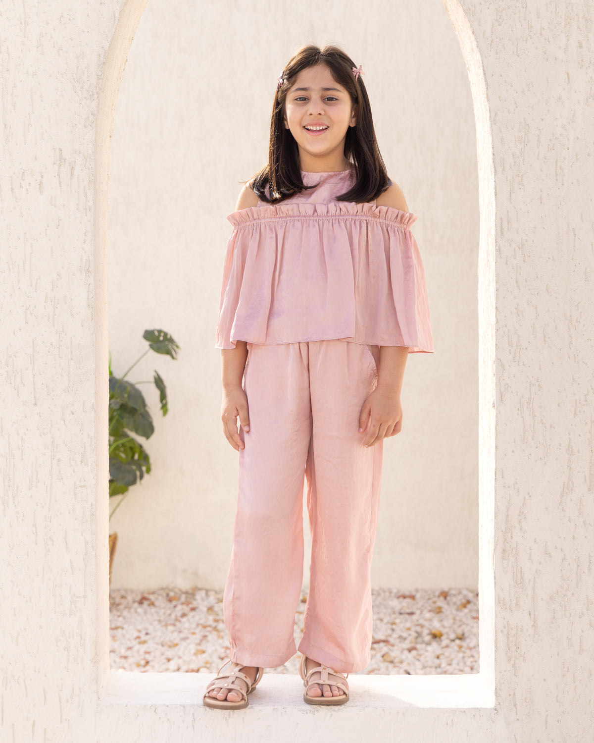 Peach Cold Shoulder-Top