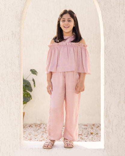 Peach Cold Shoulder-Top