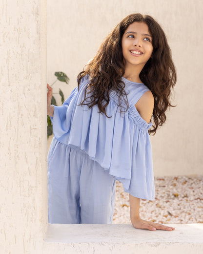 Blue Cold Shoulder -Top