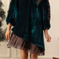 Embroidered Velvet Dress- Emrald Green