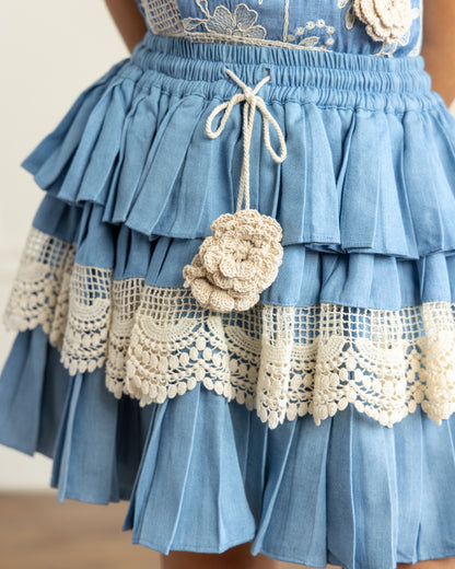 Tencel Denim Ruffled-Skirt