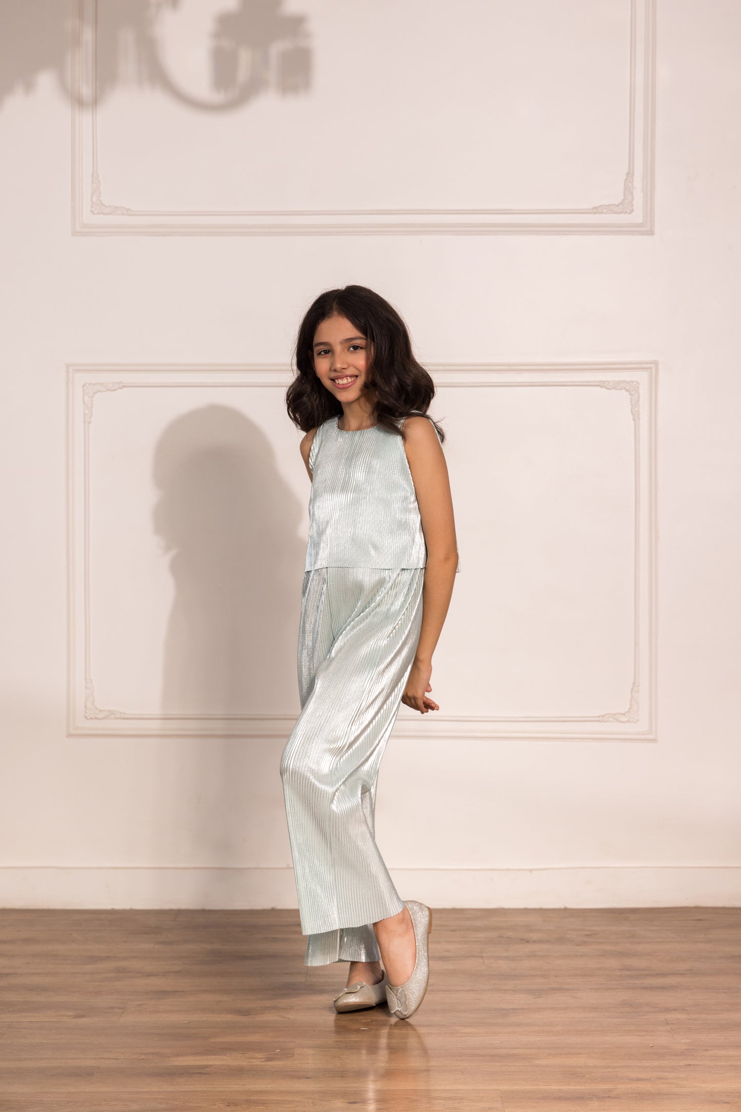 Pleated Foil Satin Jumpsuit