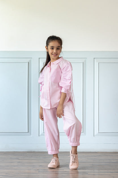 Oversized Pink Shirt With Relaxed Jogger Style Trouser