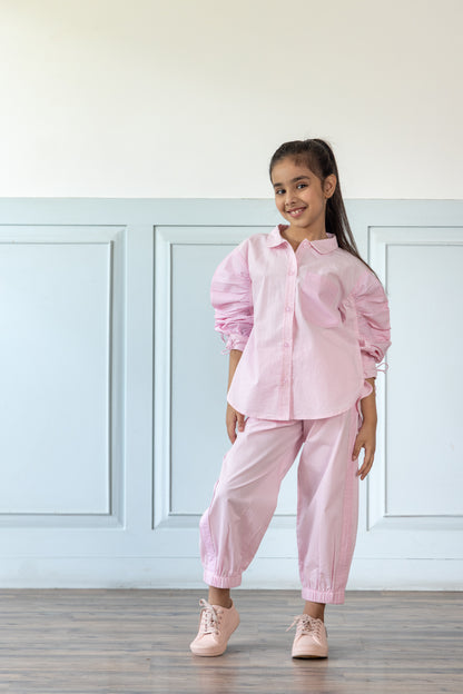 Oversized Pink Shirt With Relaxed Jogger Style Trouser