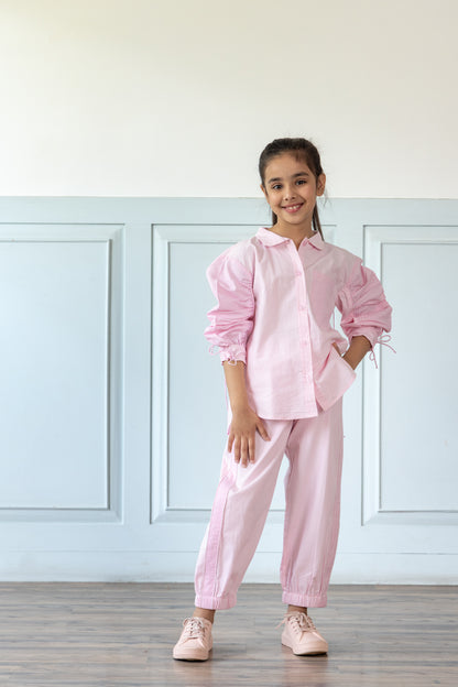 Oversized Pink Shirt With Relaxed Jogger Style Trouser