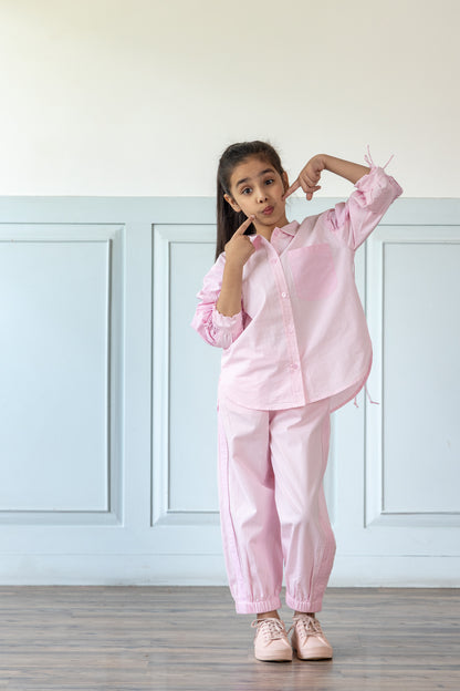 Oversized Pink Shirt With Relaxed Jogger Style Trouser