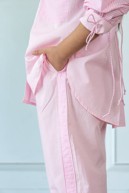 Oversized Pink Shirt With Relaxed Jogger Style Trouser