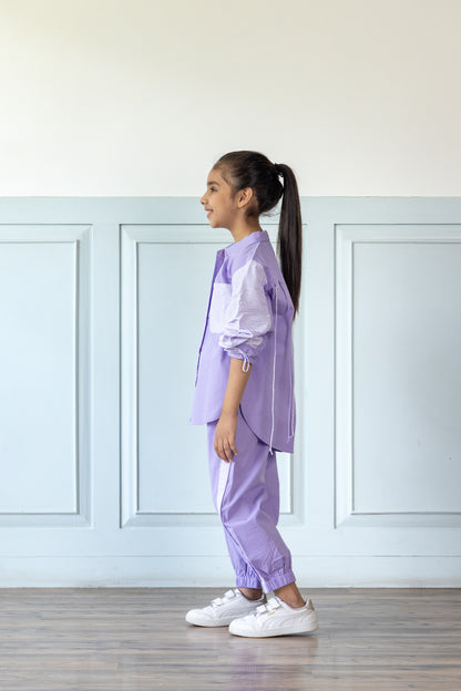 Oversized Lavender Shirt With Relaxed Jogger Style Trouser