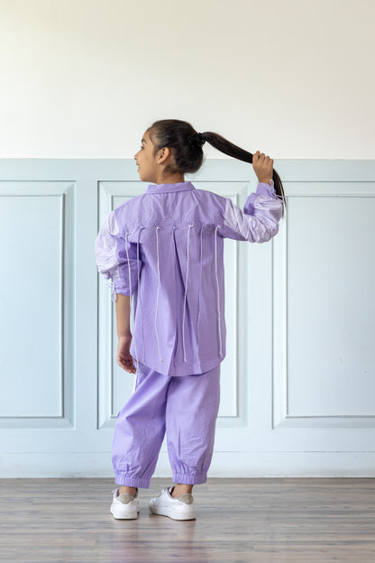 Oversized Lavender Shirt With Relaxed Jogger Style Trouser